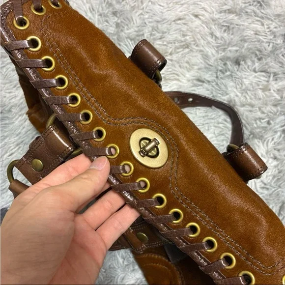 Coach Rare Limited Chelsea Abbey Calf Hair Satchel Brown Leather Laced Bag - Picture 3 of 14